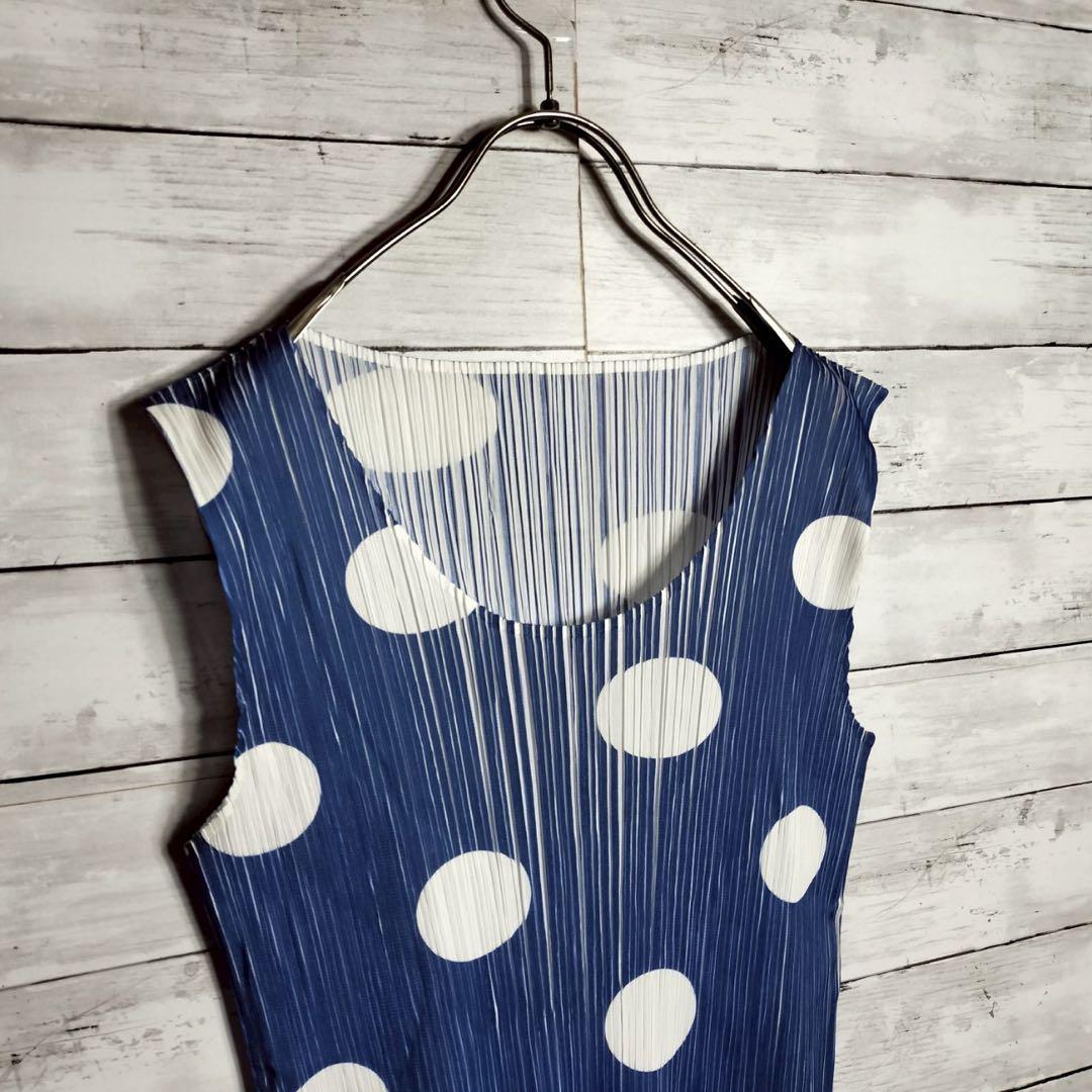 プリーツプリーズ イッセイミヤケ 水色チュニック カットソー ノースリーブ