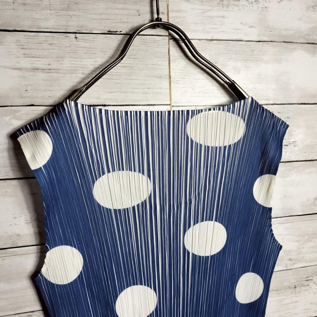 プリーツプリーズ イッセイミヤケ 水色チュニック カットソー ノースリーブ