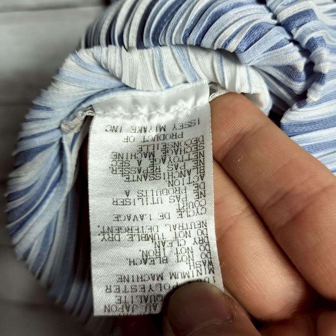 プリーツプリーズ イッセイミヤケ 水色チュニック カットソー ノースリーブ