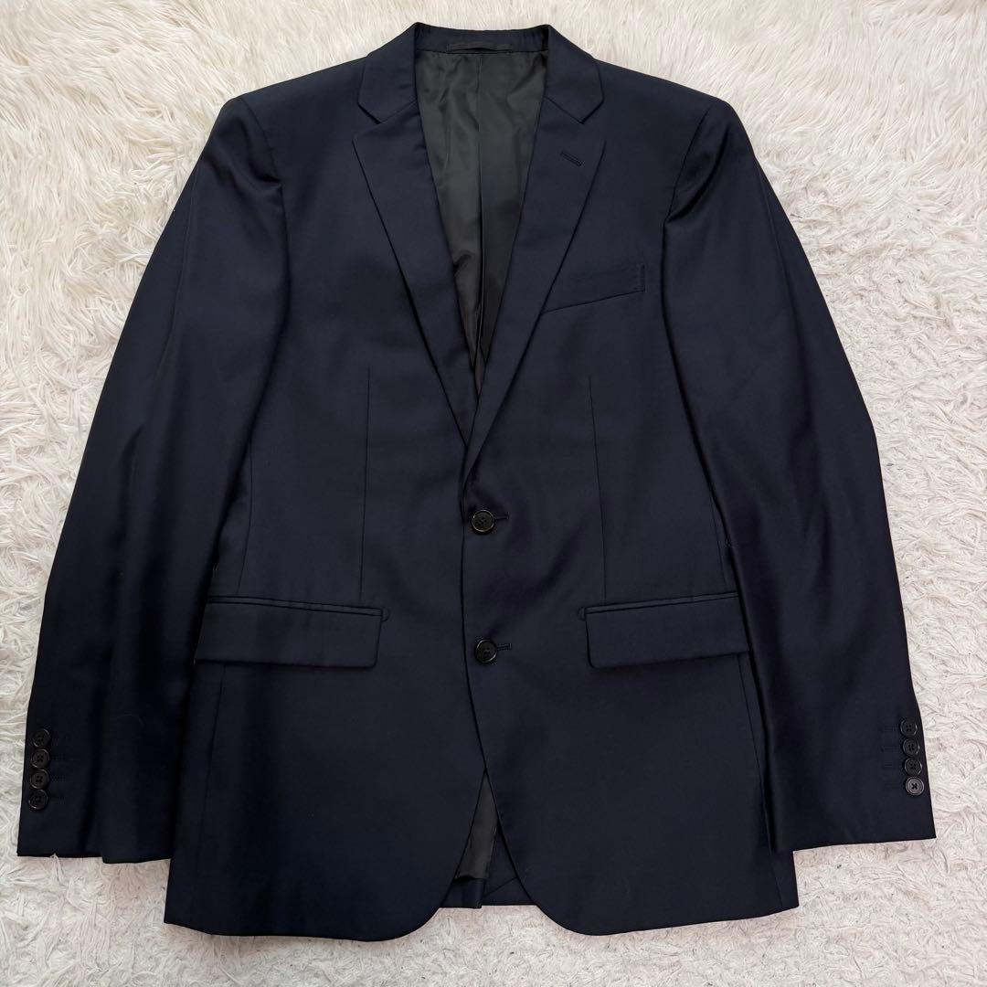 美品　ユナイテッドアローズ　スーツ　セットアップ　スリーピース　ネイビー　光沢