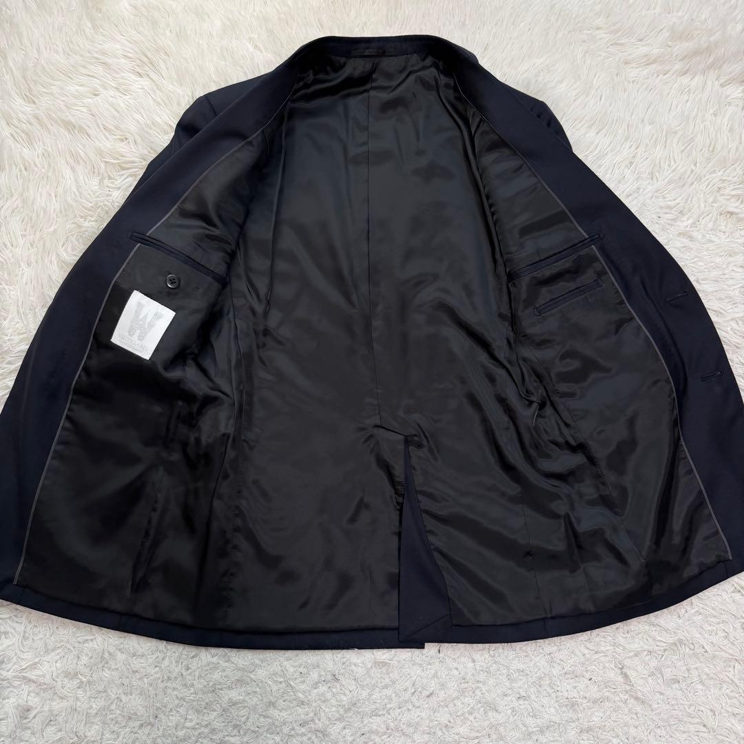 美品　ユナイテッドアローズ　スーツ　セットアップ　スリーピース　ネイビー　光沢