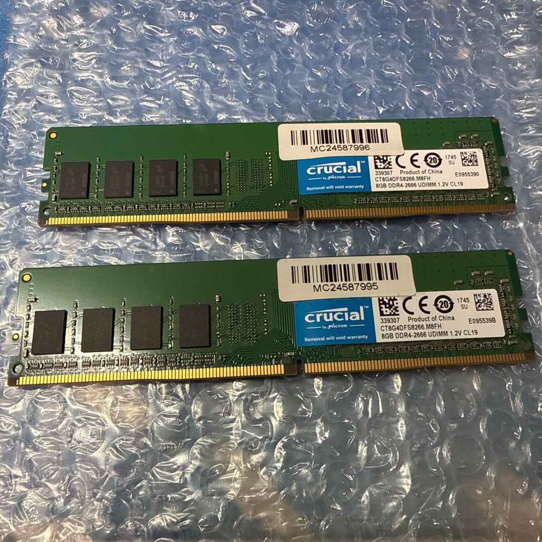 デスクトップ用増設メモリCrucial 8GBx2枚16GB DDR4-2666