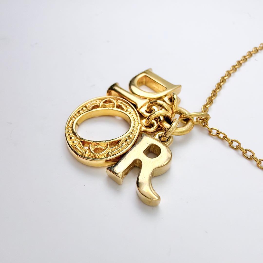 Dior ロゴ 文字 チャーム ネックレス ヴィンテージ ゴールド