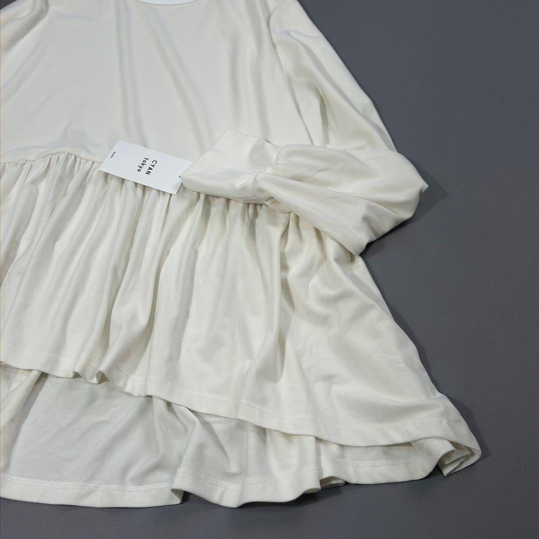 【25AW 】CYAN tokyo ラウンドギャザーウォームドルマンTOPS 白