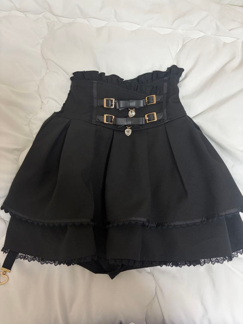 リズリサ2連リボンベルトスカート ブラック