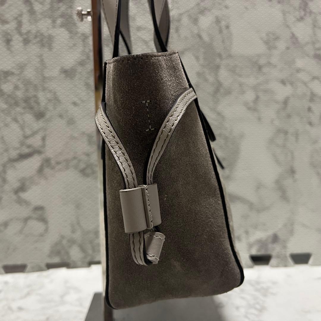 極美品✨フルラ ネット ミニ ハンドバッグ レザー スエード ハートチャーム付き