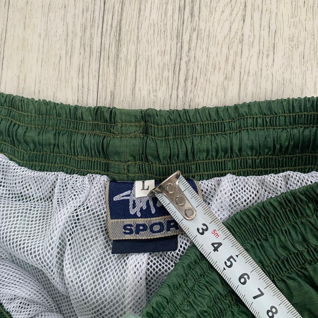 90s ステューシー　ナイロンパンツ　グリーン　紺タグ