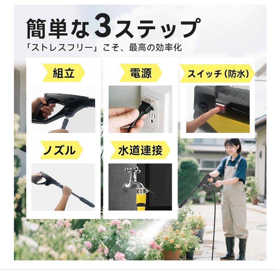 高圧洗浄機【A4用紙サイズ・超軽量2.85kg・2025年新登場】