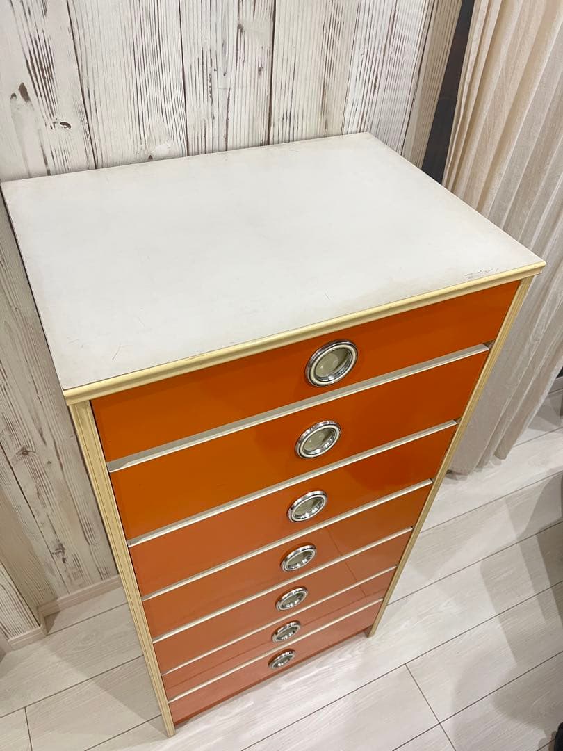 早い者勝ち☆昭和レトロ レトロポップ 7段チェスト オレンジ ヴィンテージ 収納