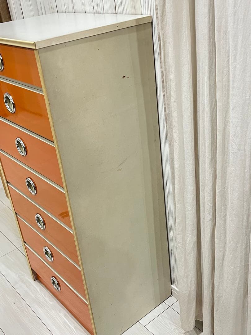 早い者勝ち☆昭和レトロ レトロポップ 7段チェスト オレンジ ヴィンテージ 収納