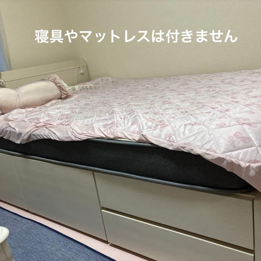 【たかさん専用】ニトリ ダブルベッドフレーム ホワイト 引き出し付き