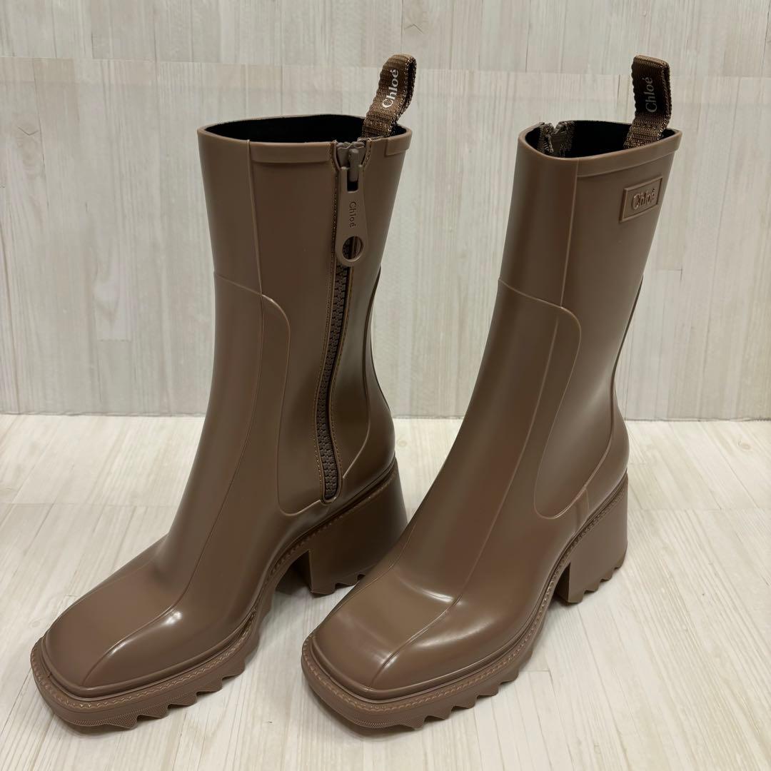 専用 クロエ ベティ ラバー レインブーツ ダークグレージュ 37 約24cm