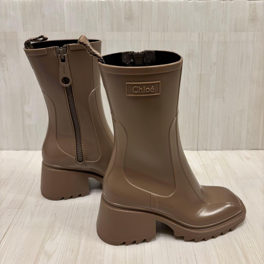 専用 クロエ ベティ ラバー レインブーツ ダークグレージュ 37 約24cm