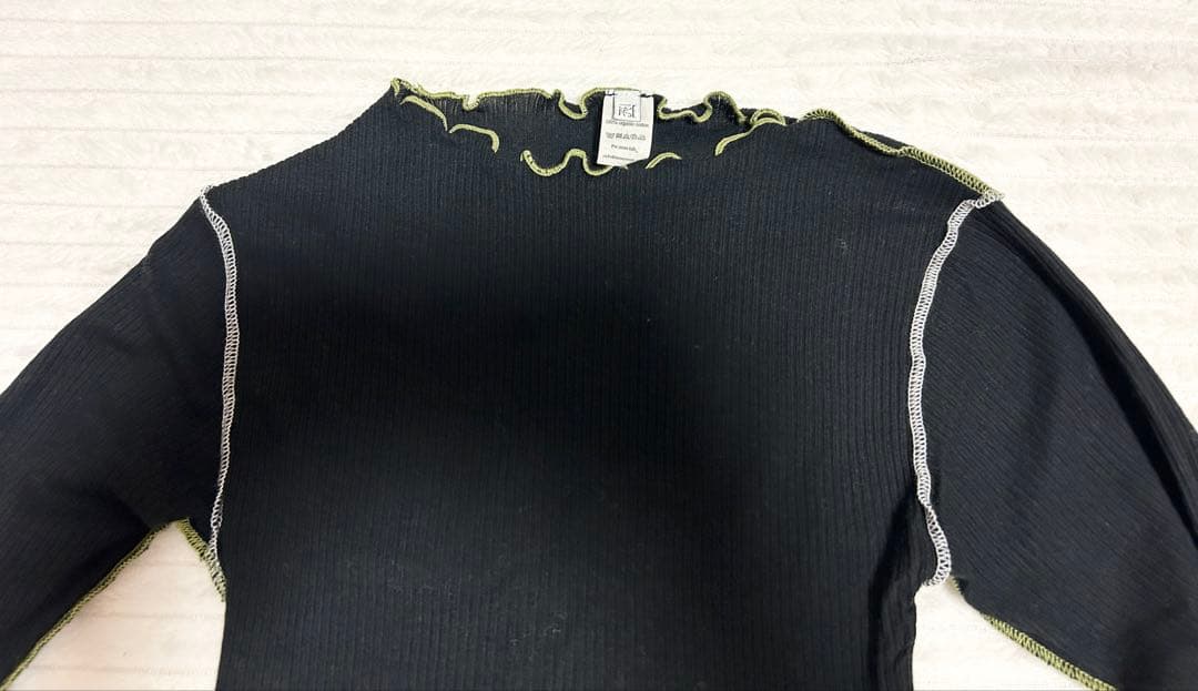 【新品】BASERANGEベースレンジ ブラックグリーンホワイト系カットソーS