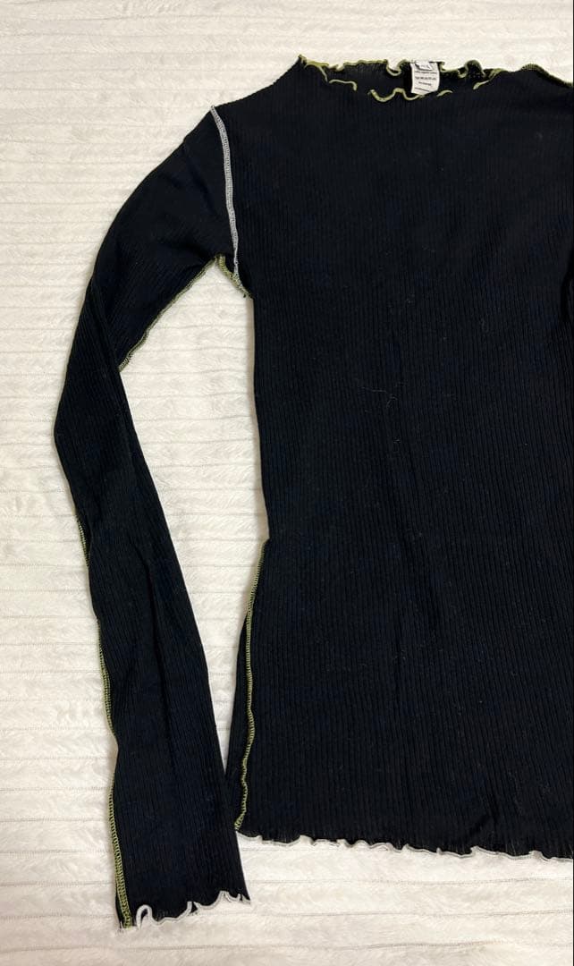 【新品】BASERANGEベースレンジ ブラックグリーンホワイト系カットソーS