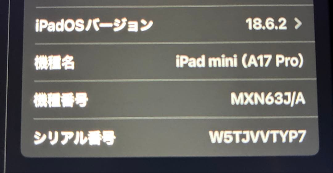 Apple iPad mini (A17 Pro) 第7世代 Wi-Fiモデル