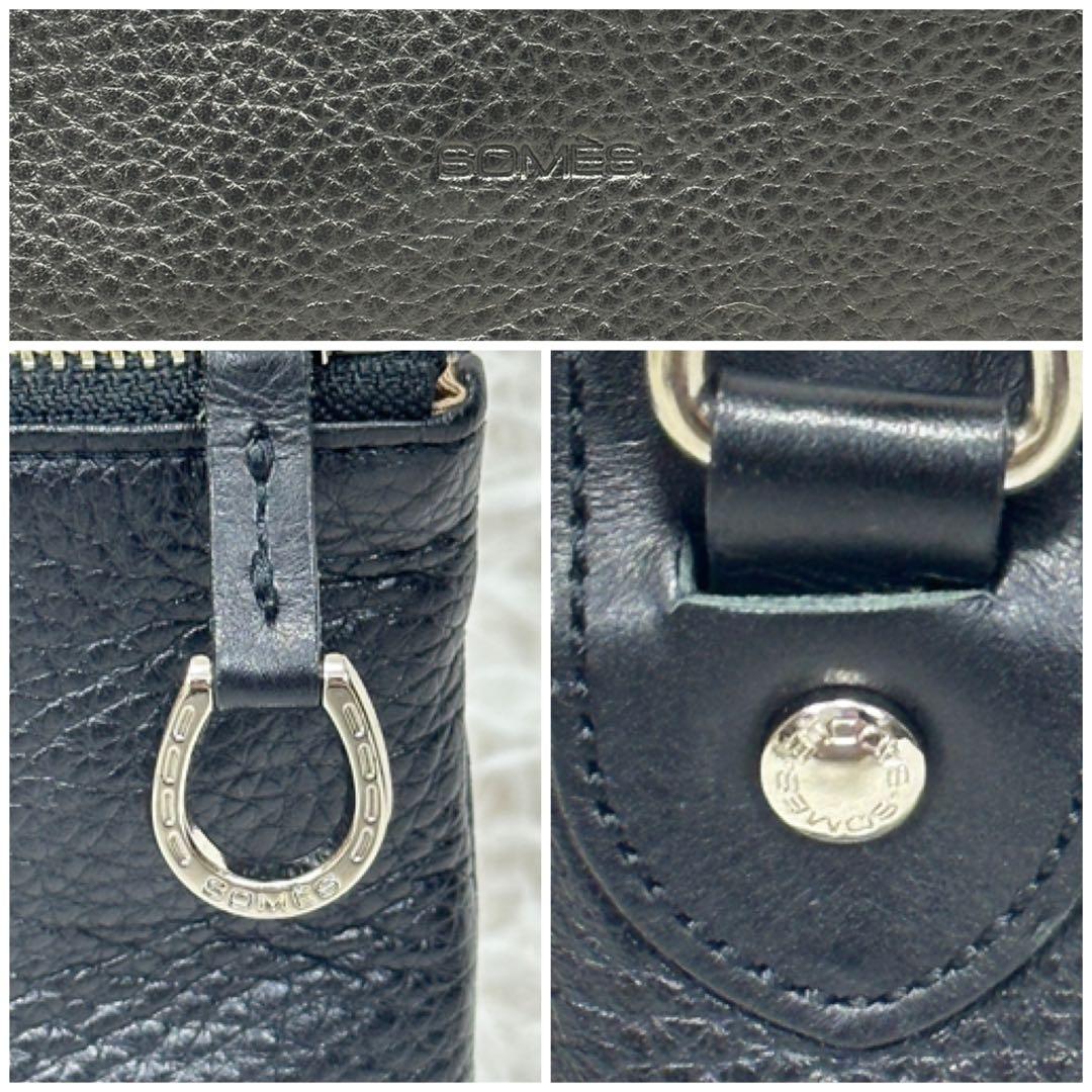 美品【SOMÈS】2way ショルダーバッグ 本革 レザー ロゴ型押し 日本製