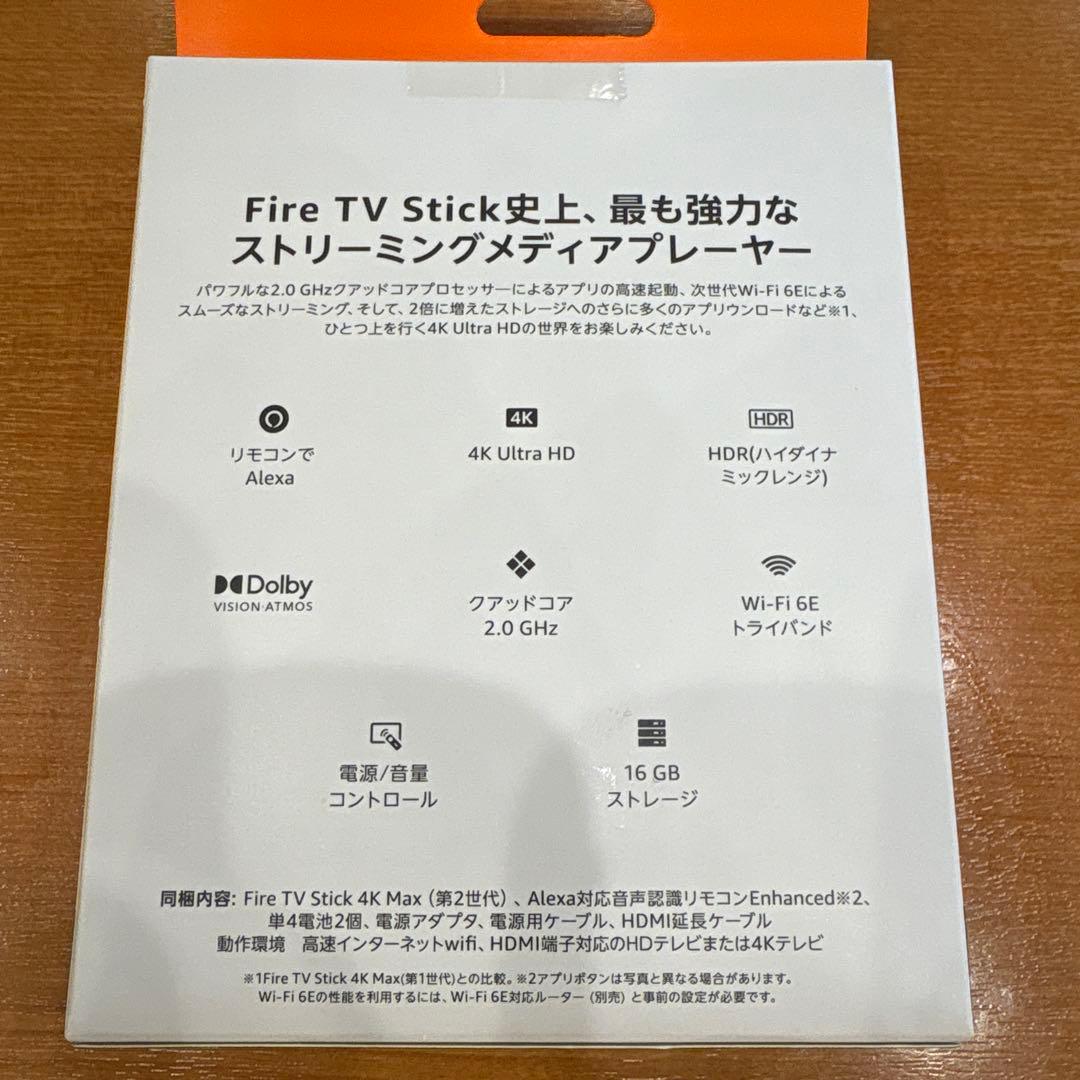 Fire TV Stick 4K Max 16GB Wi-Fi 6E新品！