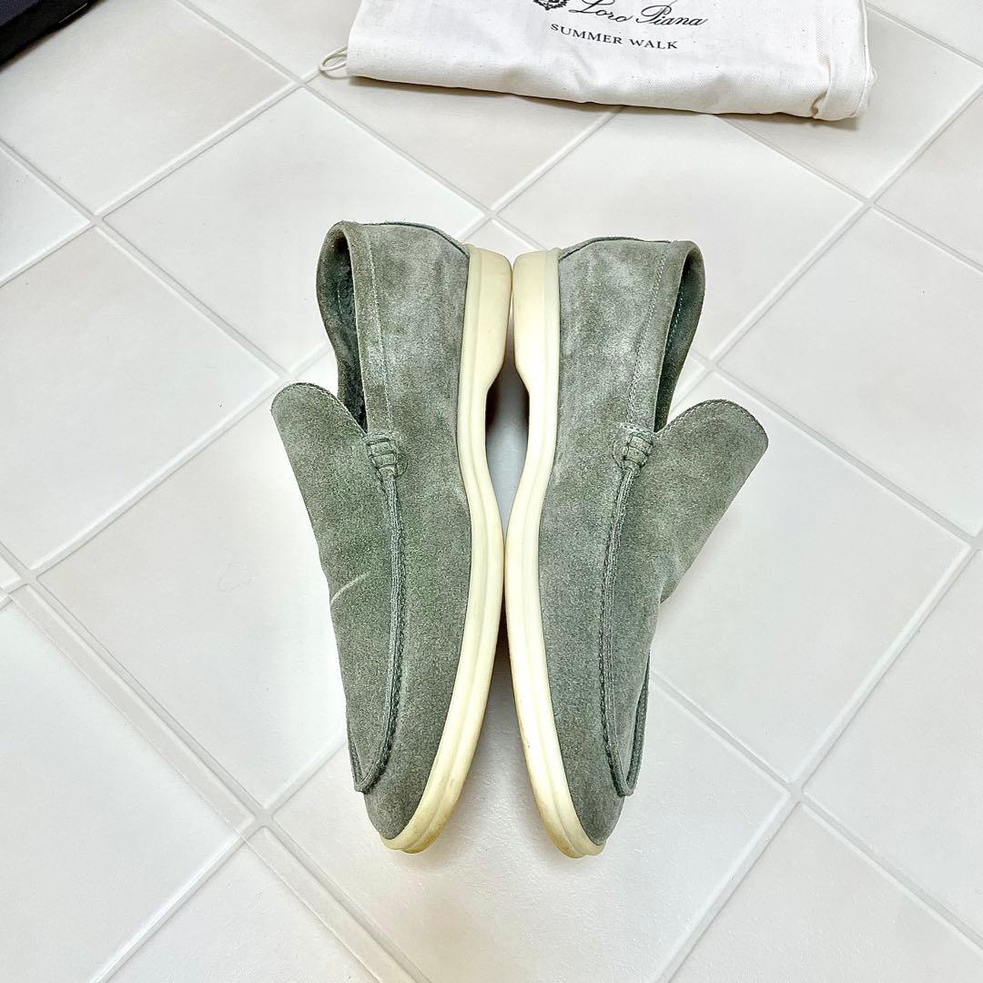 【40, 25-26cm】Loro Piana サマーウォークモカシン グリーン