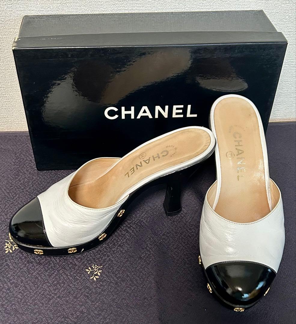 ル*イ様 CHANEL シャネル ミュール サンダル 38 バイカラー