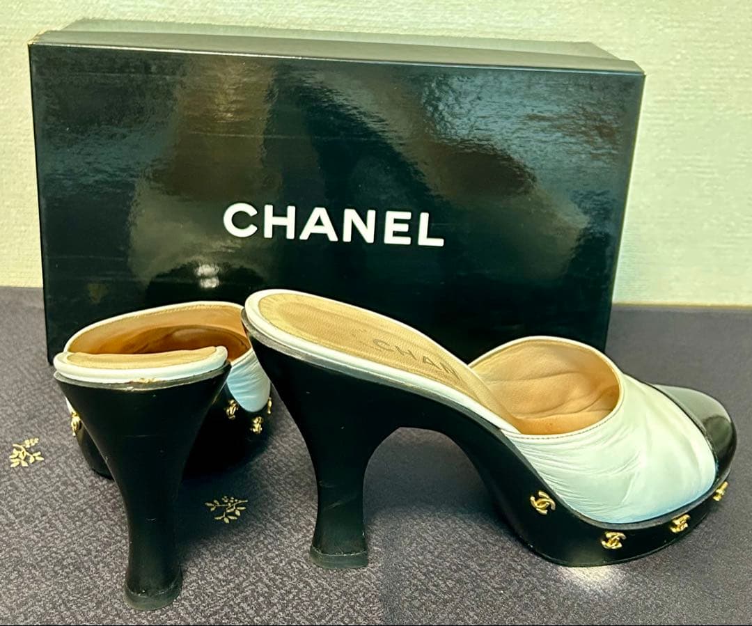 ル*イ様 CHANEL シャネル ミュール サンダル 38 バイカラー