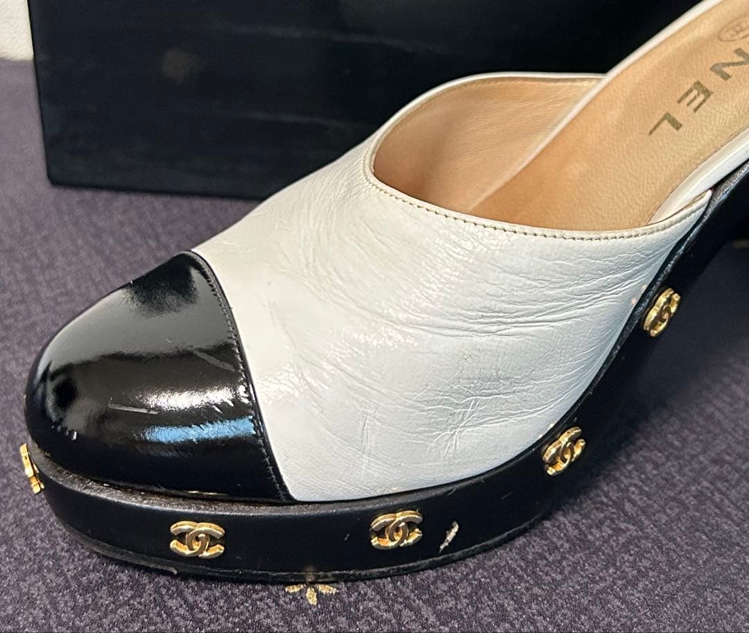 ル*イ様 CHANEL シャネル ミュール サンダル 38 バイカラー