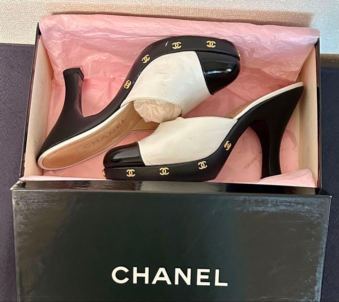 ル*イ様 CHANEL シャネル ミュール サンダル 38 バイカラー