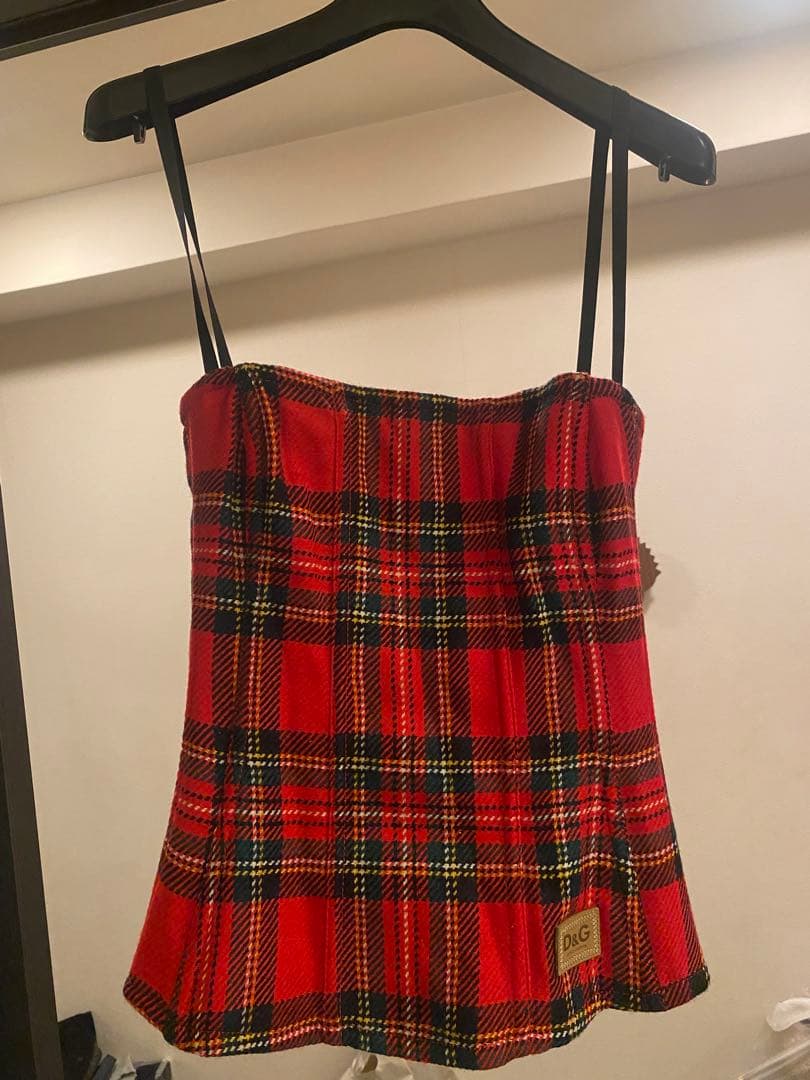 D&G 赤 チェック柄 キャミソール　ビスチェ　Dolce &Gabbana