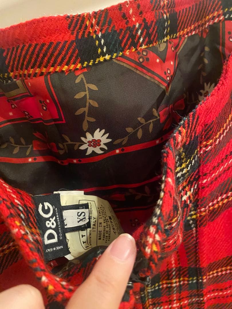 D&G 赤 チェック柄 キャミソール　ビスチェ　Dolce &Gabbana