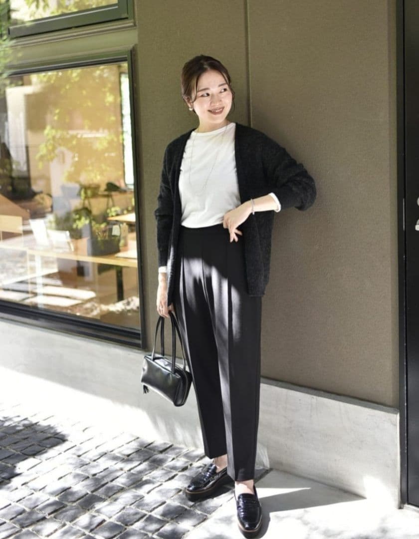 OUR 洗える裏起毛のあったかテーパードパンツ