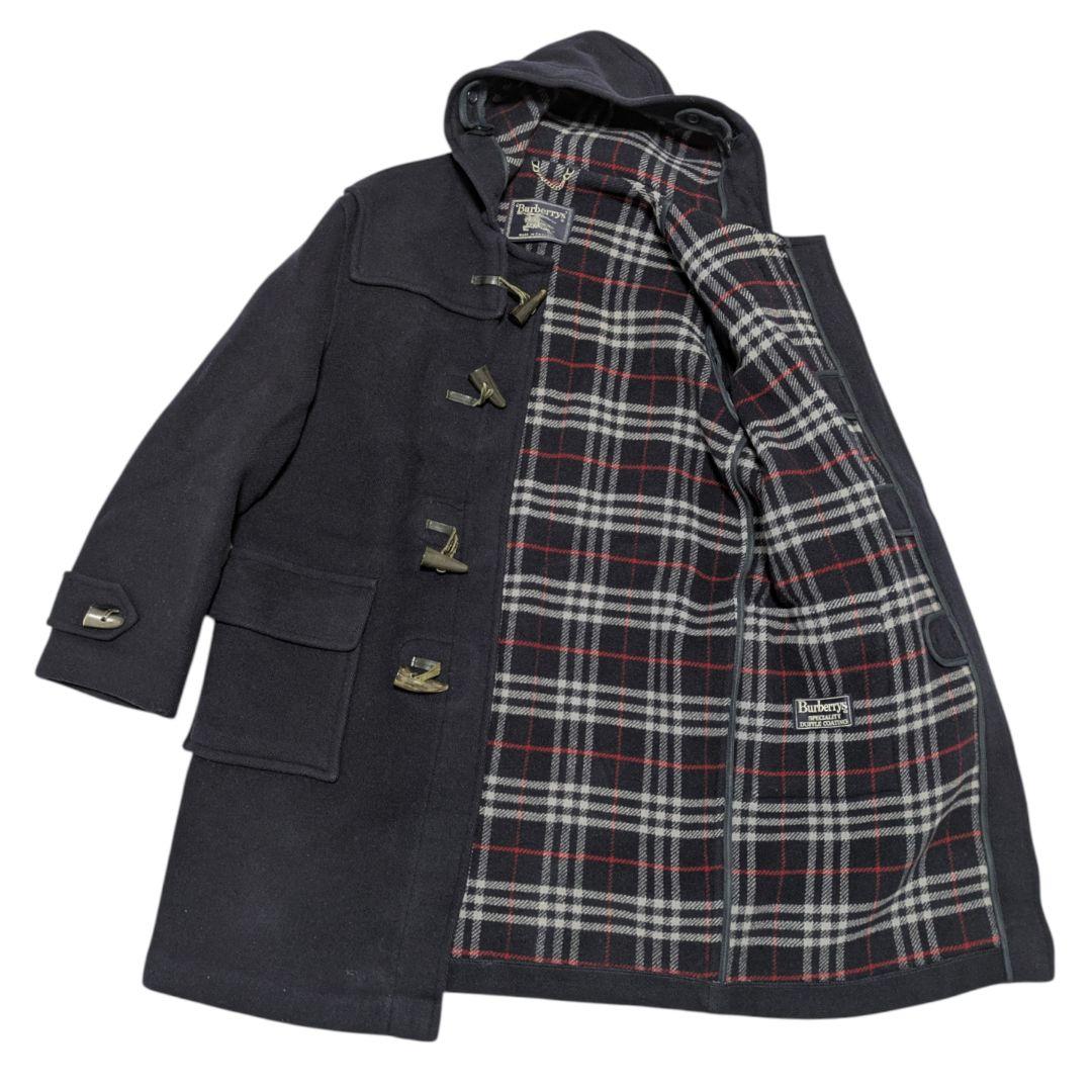 90s バーバリー ダッフルコート ネイビー ウール ノバチェック メンズXL