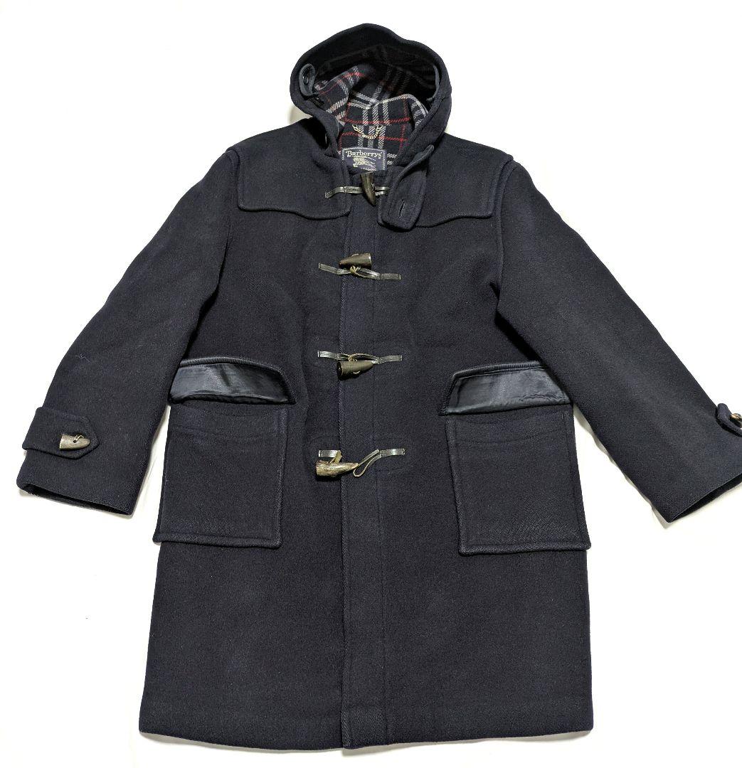 90s バーバリー ダッフルコート ネイビー ウール ノバチェック メンズXL