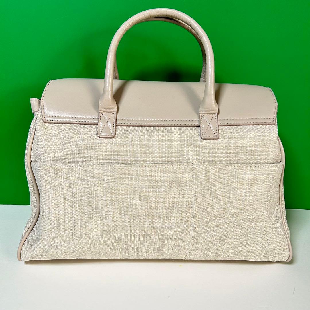 アルベロベロ　ハンドバッグ　2way ショルダーバッグ　ベージュ　刺繍　ビーズ