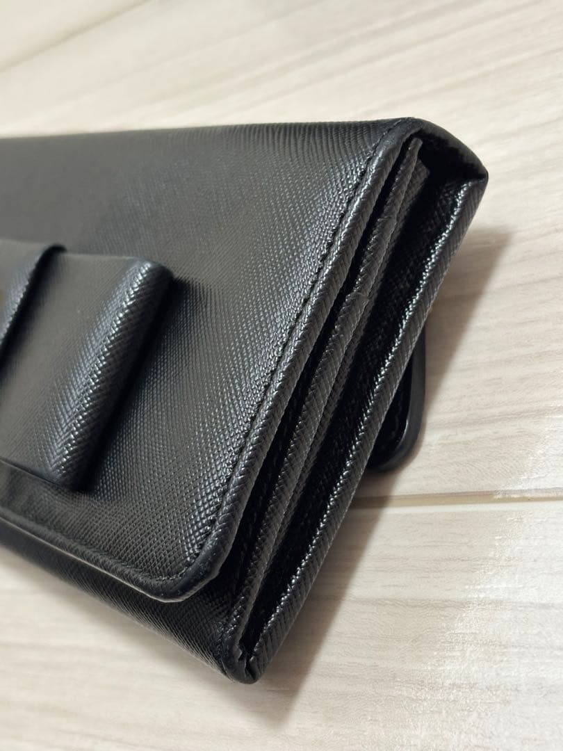 PRADAプラダ リボン 長財布 サフィアーノレザー ブラック