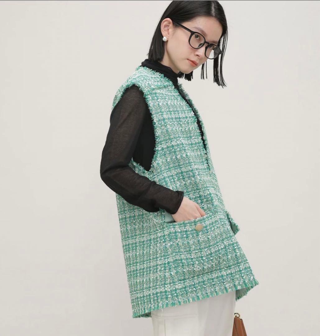 値下げしてます⭐︎ナノユニバース/ミックスツイードベスト/グリーン