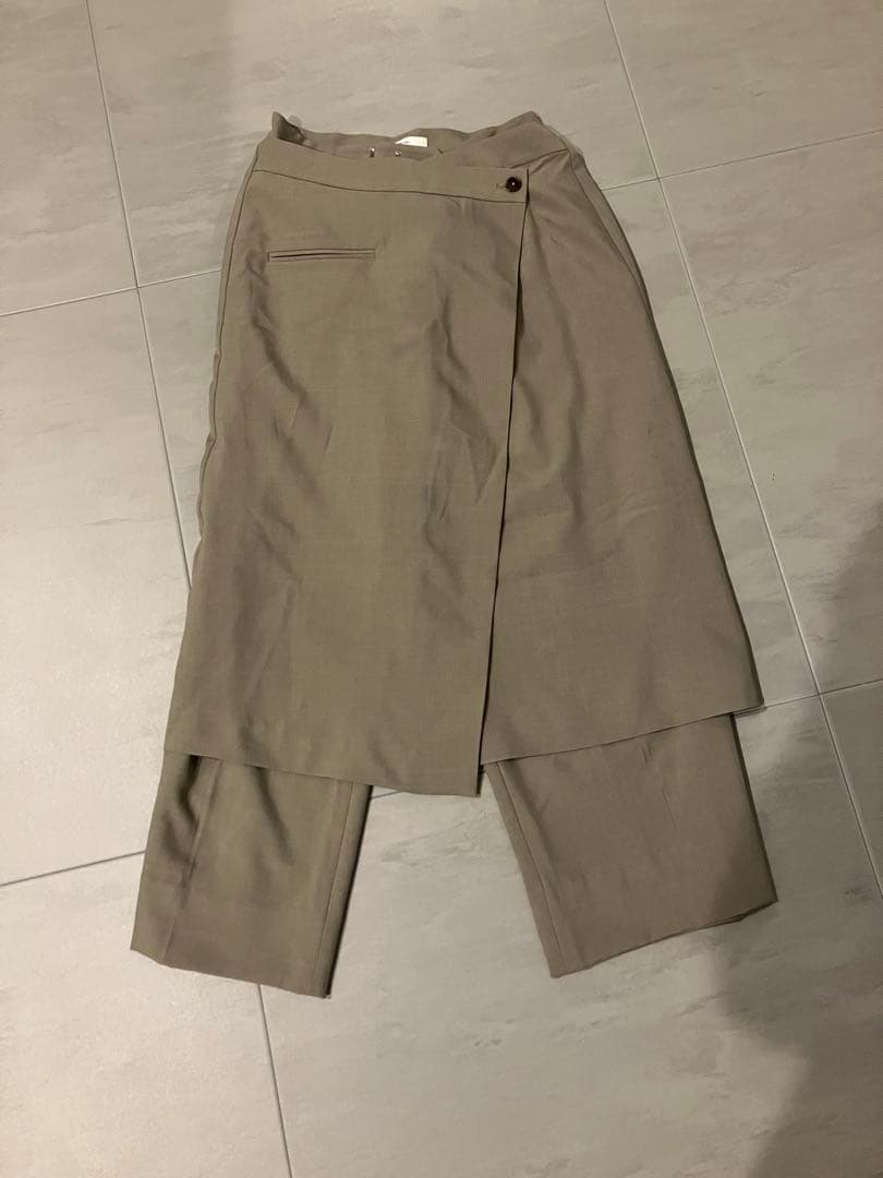 anuke アンヌーク/ラップスカート付きパンツベージュ/36