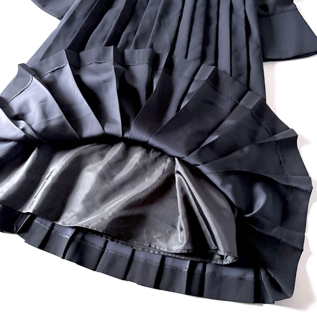 極美品♡　セルフォード　ボウタイプリーツ　ロング　ワンピース　リボン　32　濃紺