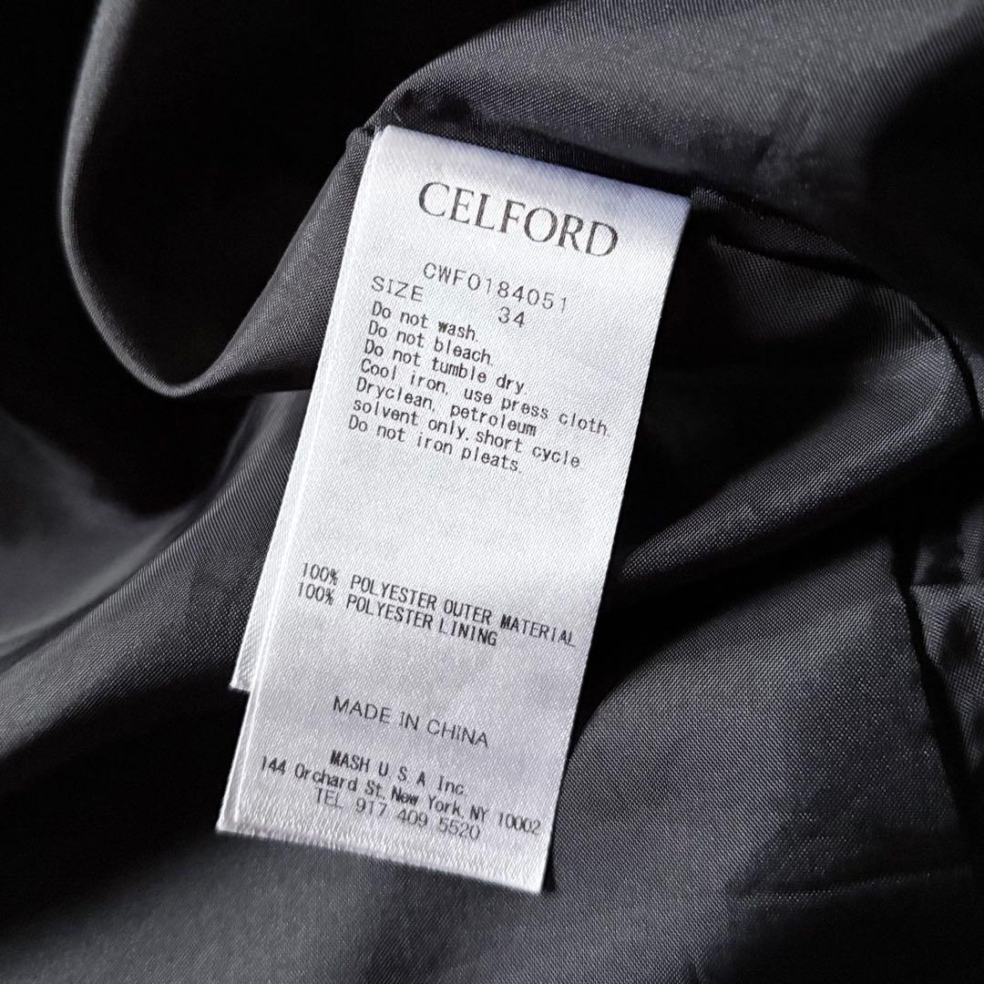 極美品♡　セルフォード　ボウタイプリーツ　ロング　ワンピース　リボン　32　濃紺