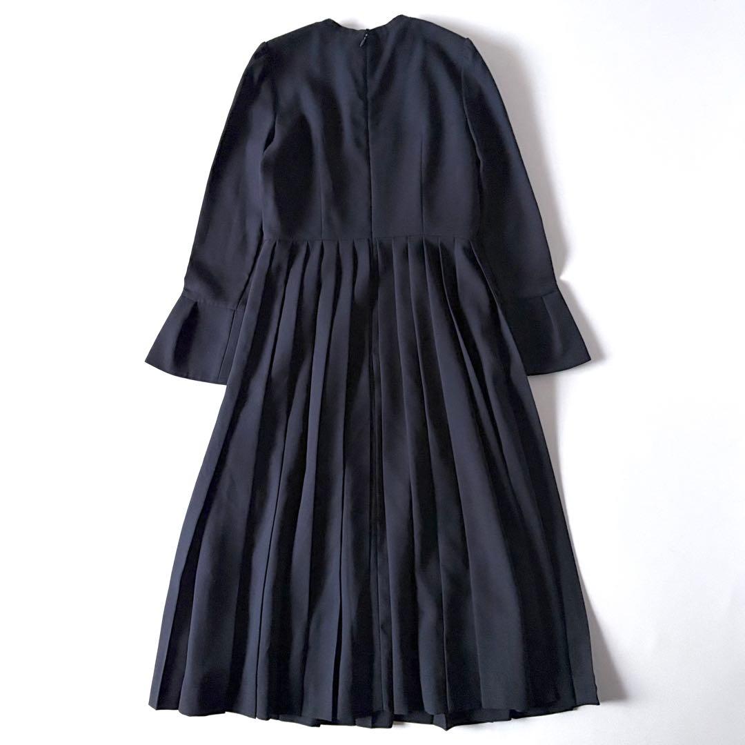 極美品♡　セルフォード　ボウタイプリーツ　ロング　ワンピース　リボン　32　濃紺