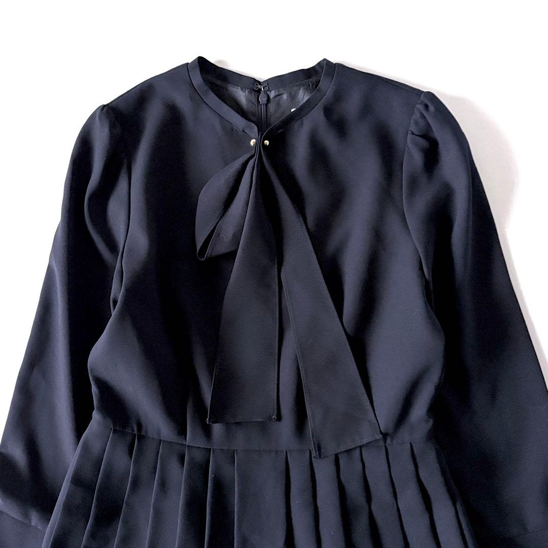 極美品♡　セルフォード　ボウタイプリーツ　ロング　ワンピース　リボン　32　濃紺