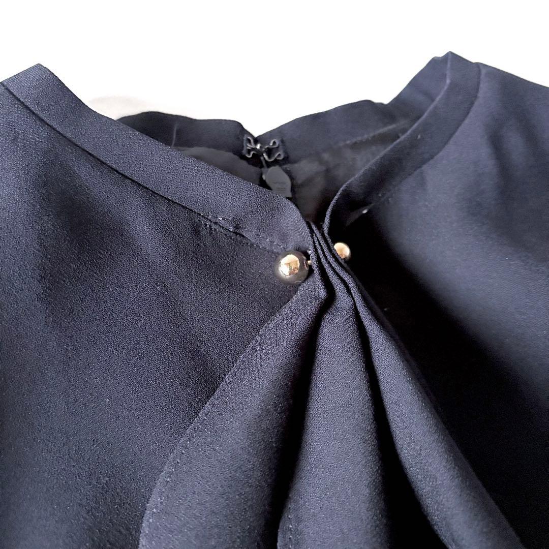 極美品♡　セルフォード　ボウタイプリーツ　ロング　ワンピース　リボン　32　濃紺