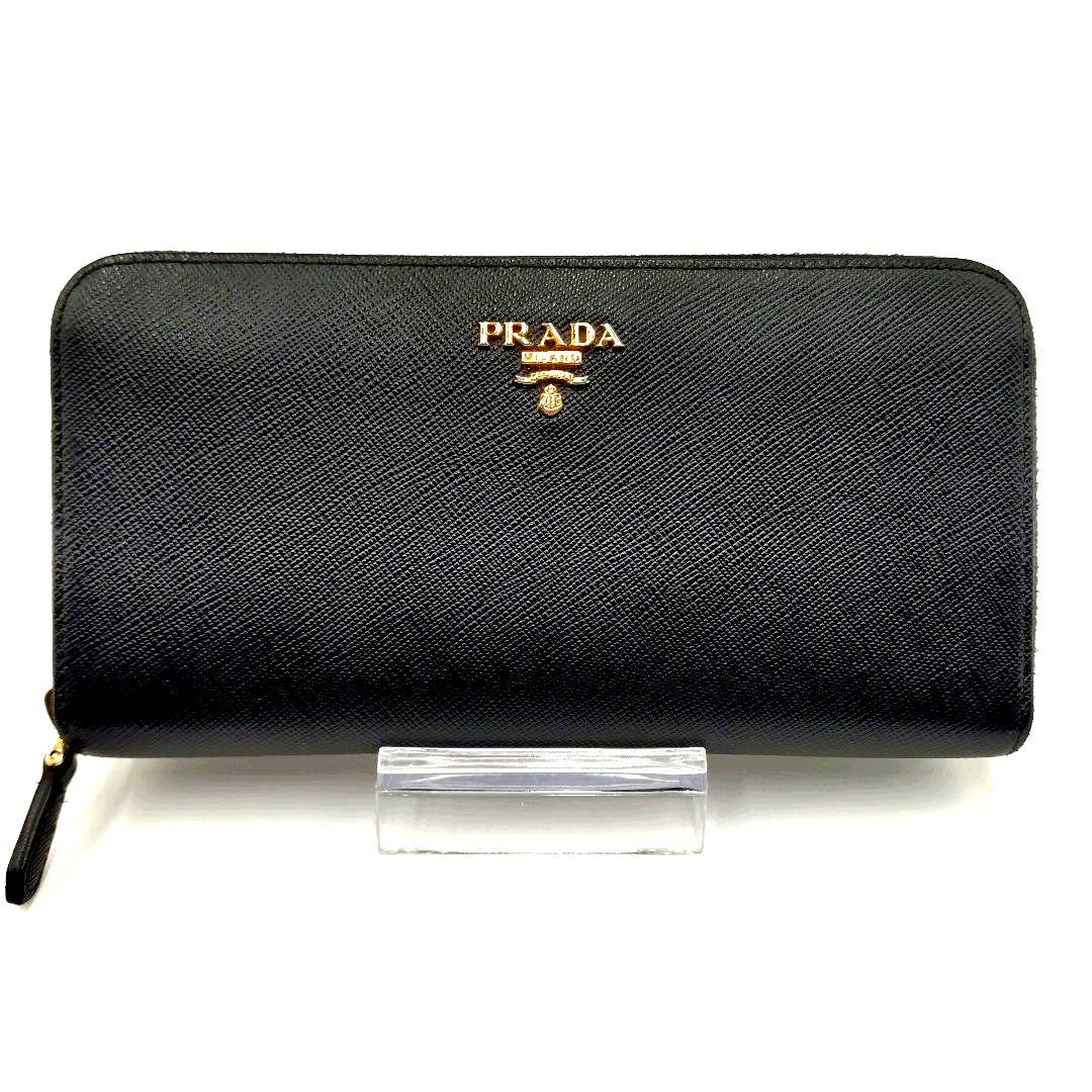 【美品】PRADA プラダ 長財布 ラウンドファスナー 箱付 黒 ①