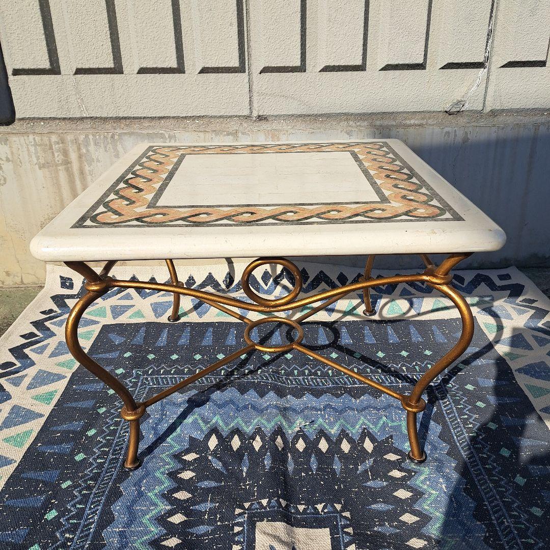 ♡大理石　モザイクタイル天板がおしゃれなアンティーク調 アイアンテーブル♡