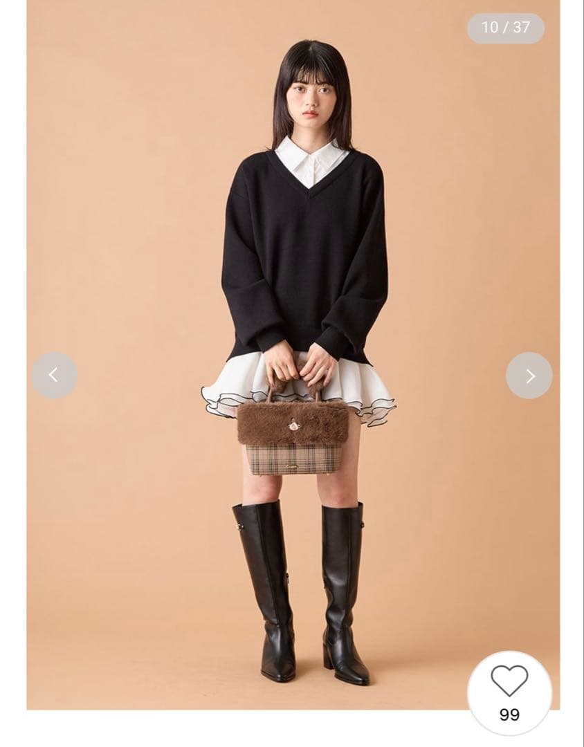 【新品未開封】【lily brown】シャツドッキングフリルミニワンピース