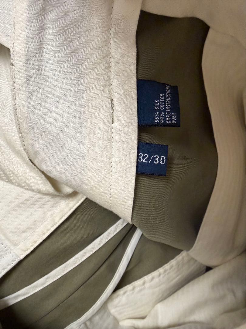 90s ポロ ラルフローレン シルク コットン チノ トラウザーズ 32 カーキ