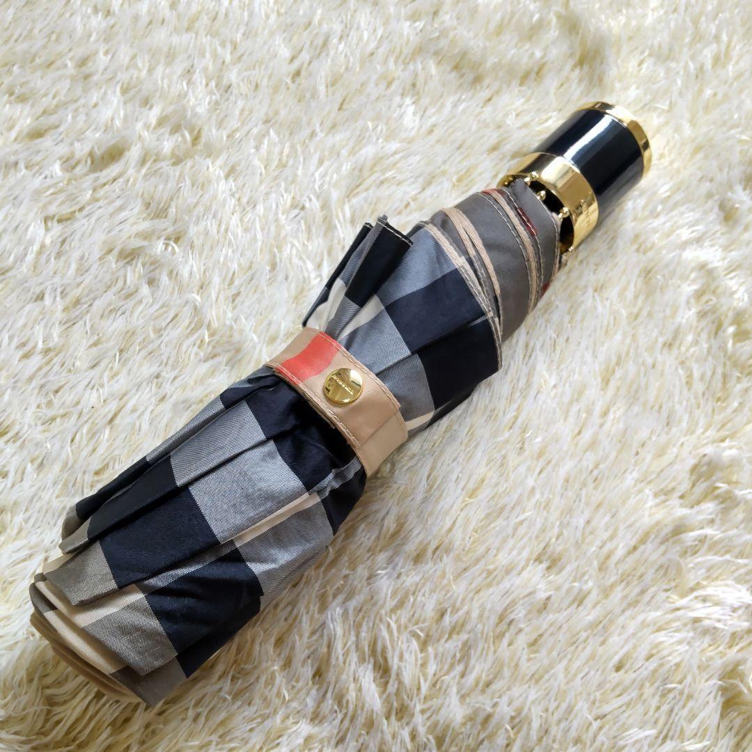 【美品】 BURBERRY バーバリー ノバチェック 折り畳み傘 大きめ 袋付き