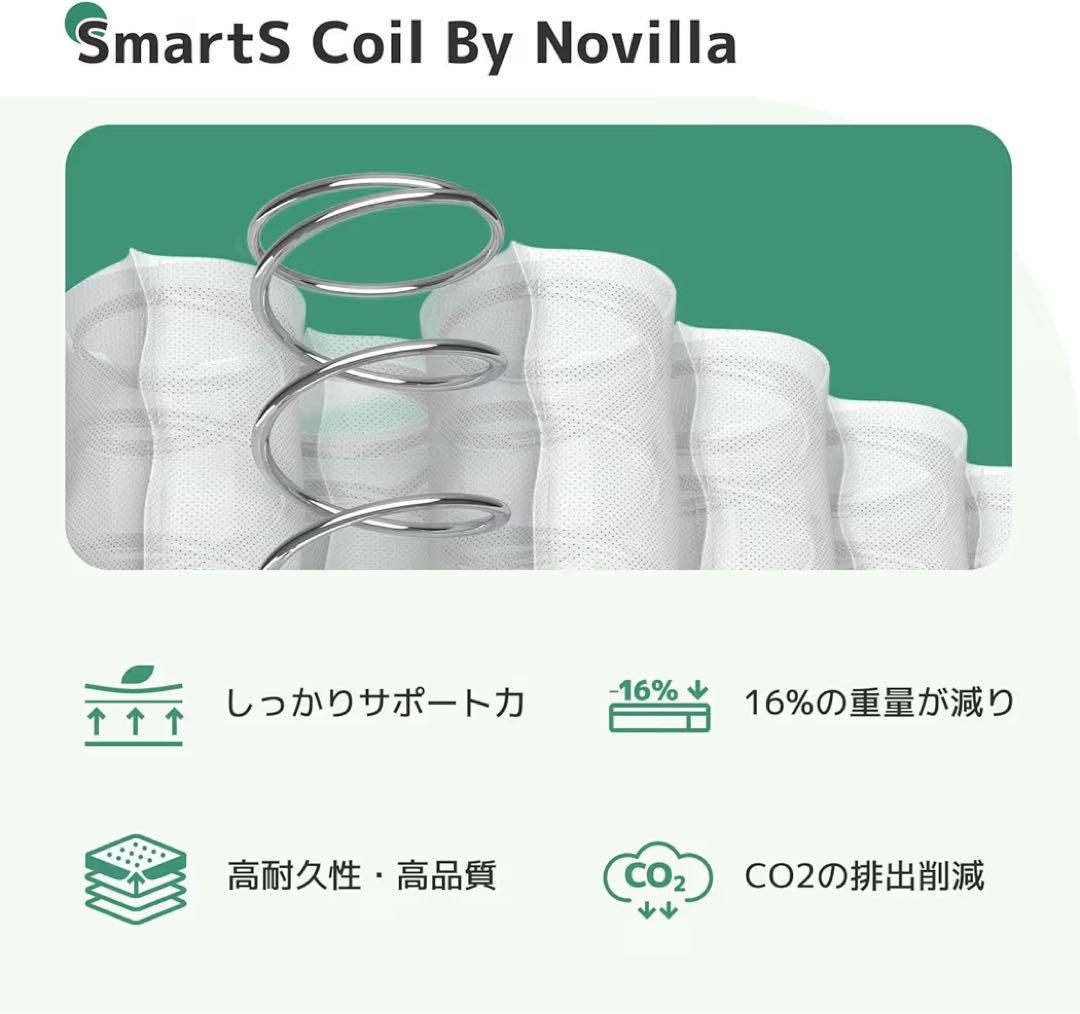 Novilla マットレス ダブルサイズ ホワイト 高反発　寝具