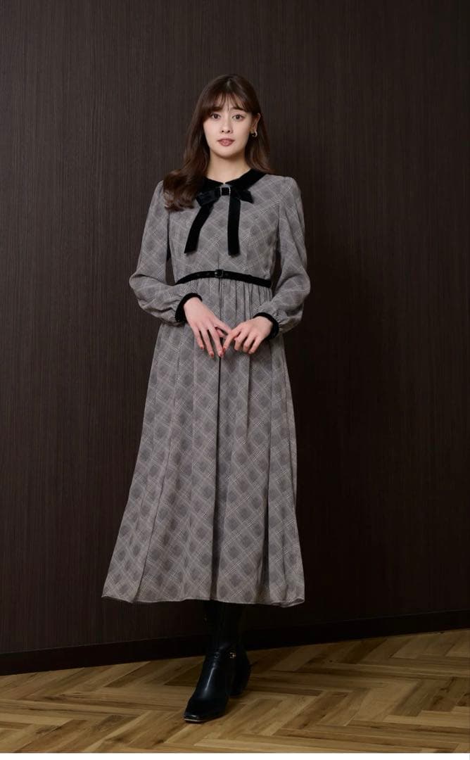 ワンピース herlipto Bristol Plaid Ribbon Dress