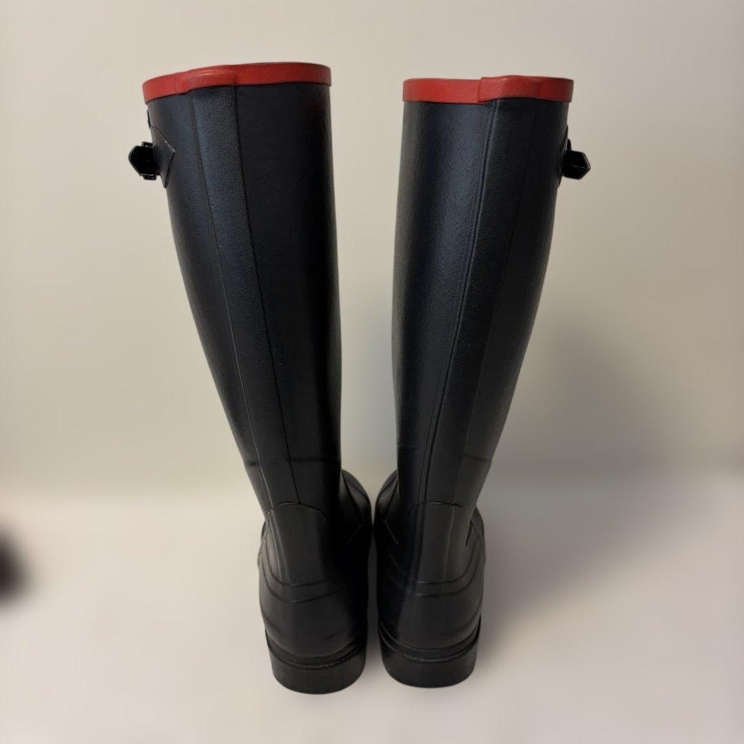 AIGLE 黒ロングブーツ 赤トップバンド 25.5~26.0