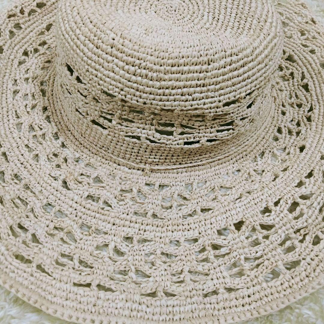 1498 ヘレンカミンスキー 麦わら帽子 編み模様 ラフィア100% ベージュ